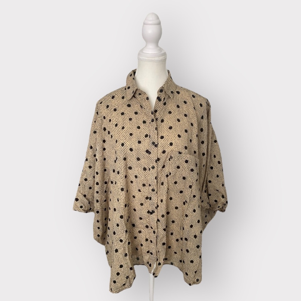 Diesel beige and black polka dot blouse